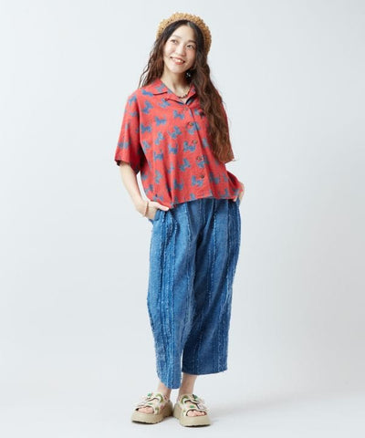 Tibetan Thangka Open Collar Shirt by AMINA - Ametsuchi