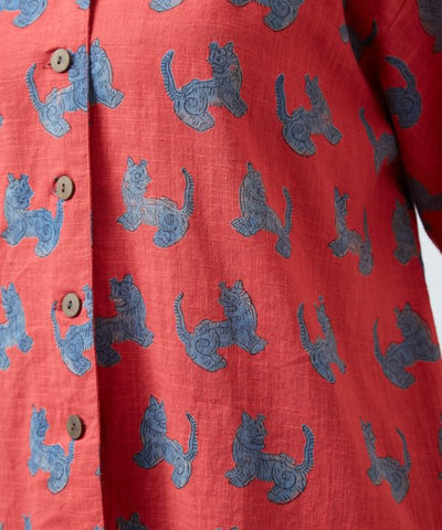 Tibetan Thangka Open Collar Shirt by AMINA - Ametsuchi