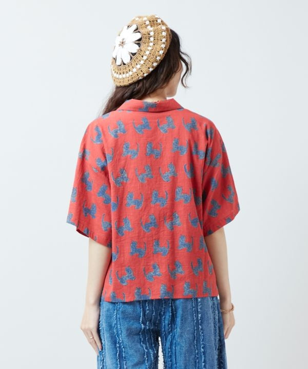 Tibetan Thangka Open Collar Shirt by AMINA - Ametsuchi