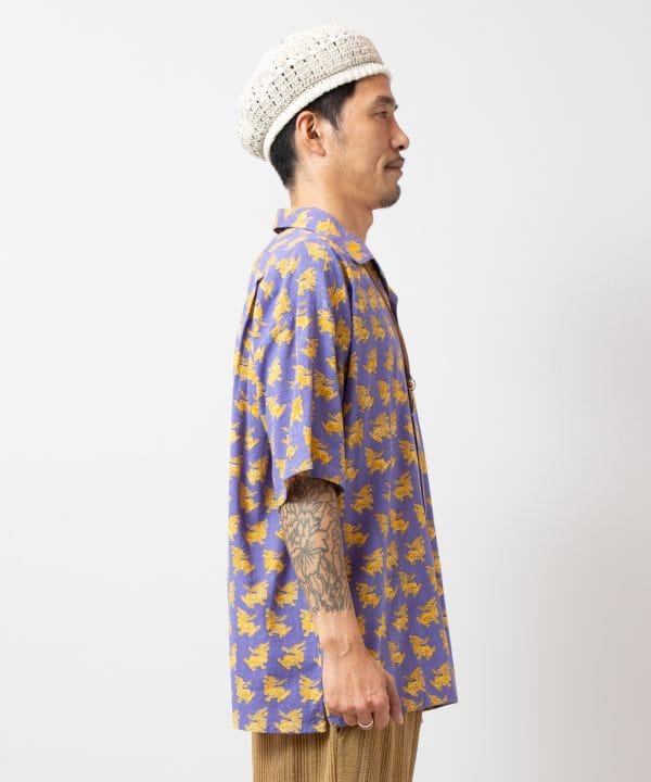 Men Tibetan Print Open Shirt by AMINA - Ametsuchi