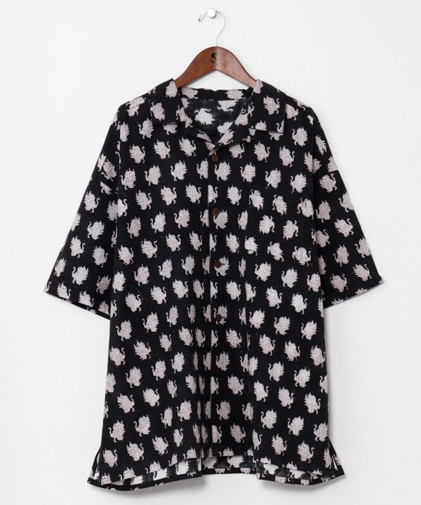 Men Tibetan Print Open Shirt by AMINA - Ametsuchi