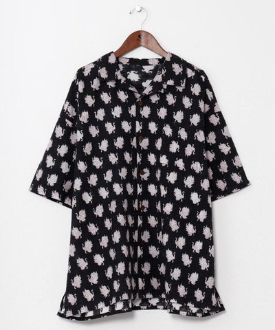 Men Tibetan Print Open Shirt by AMINA - Ametsuchi