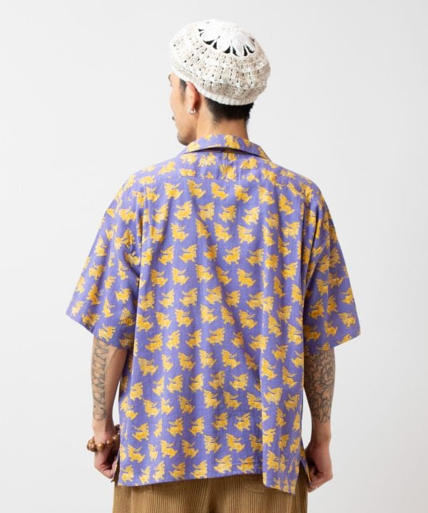Men Tibetan Print Open Shirt by AMINA - Ametsuchi
