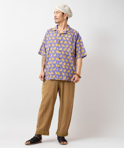 Men Tibetan Print Open Shirt by AMINA - Ametsuchi