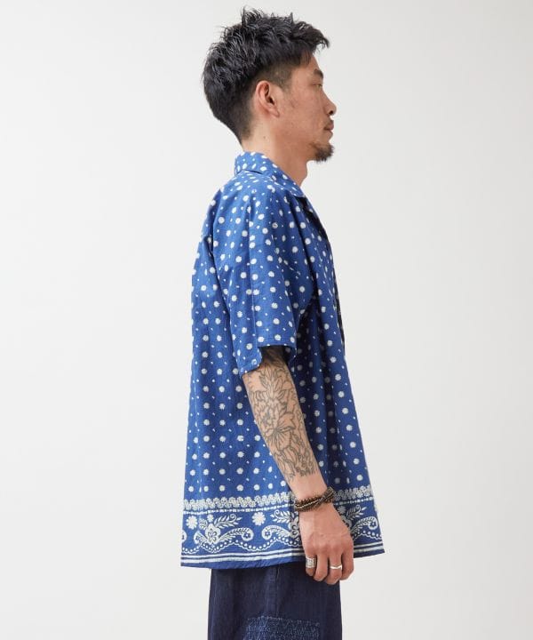 Indigo Block Print Oversized Shirt by AMINA - Ametsuchi