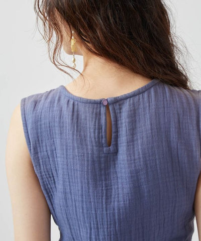 Double Gauze Sleeveless Dress by AMINA - Ametsuchi