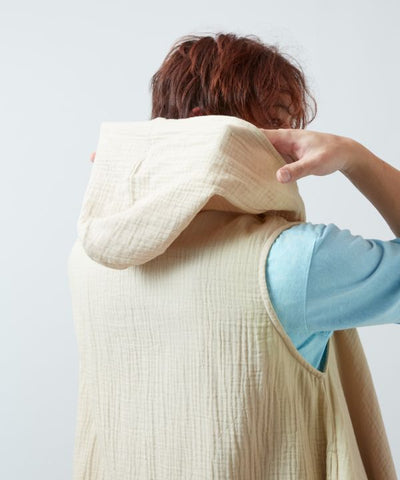 Nomad Hooded Gauze Vest by AMINA - Ametsuchi