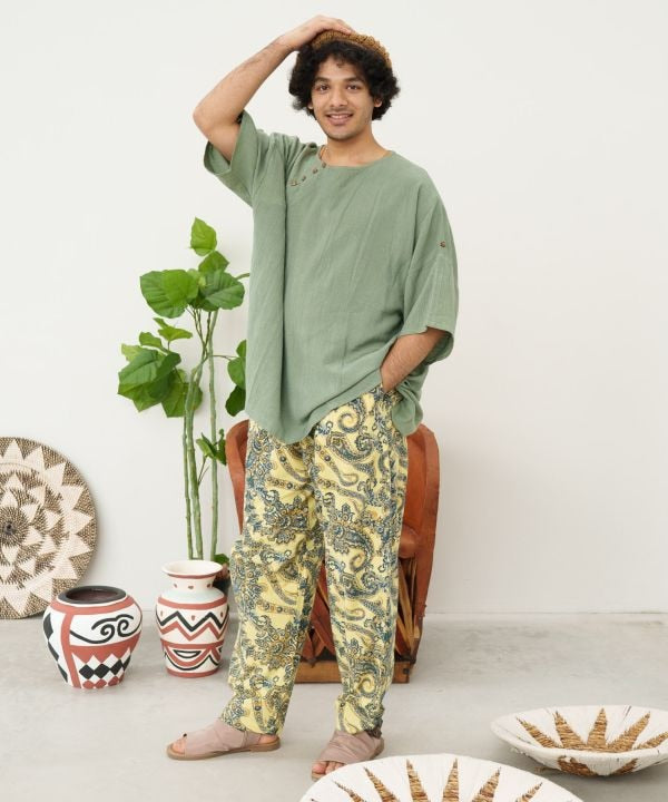 Linen Blend Embroidered Top Tops by AMINA - Ametsuchi