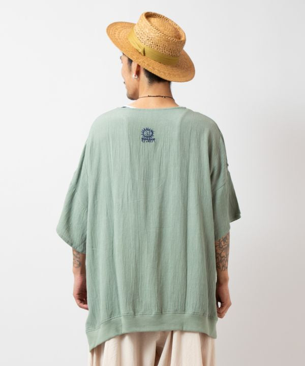 Linen Blend Embroidered Top Tops by AMINA - Ametsuchi