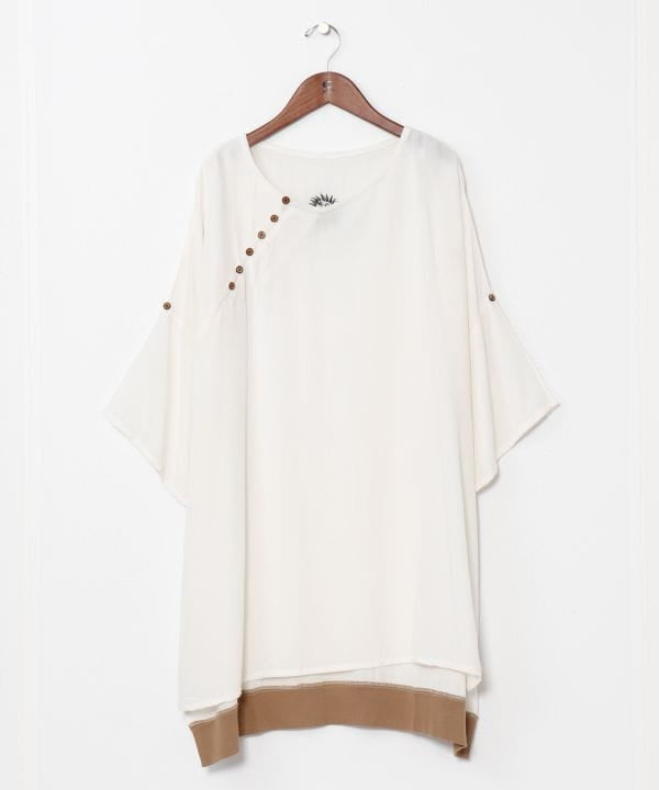 Linen Blend Embroidered Top Tops by AMINA - Ametsuchi