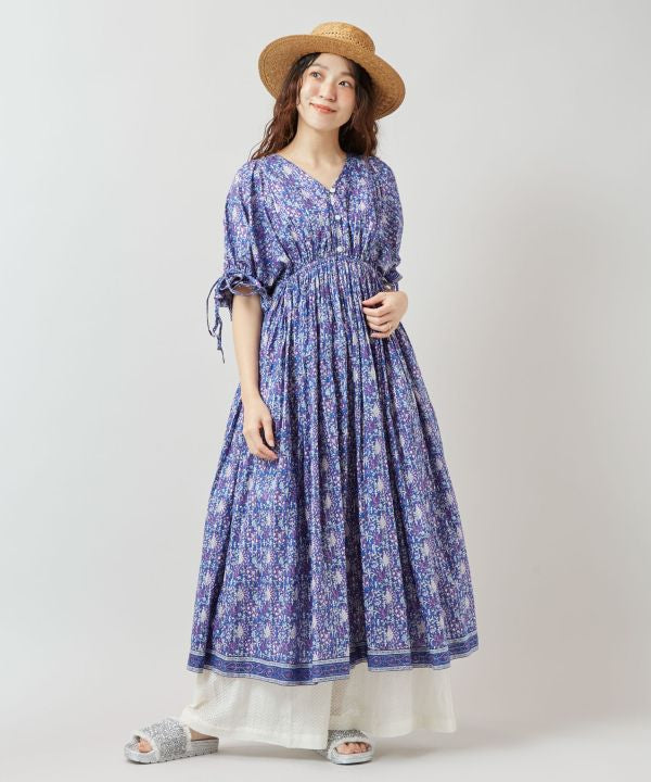 Indian Cotton Floral Dress Dresses by AMINA - Ametsuchi