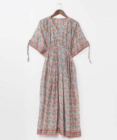 Indian Cotton Floral Dress Dresses by AMINA - Ametsuchi