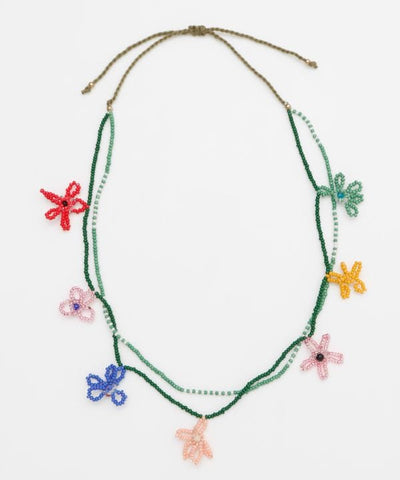 Beaded Flower Necklace Necklaces by AMINA - Ametsuchi