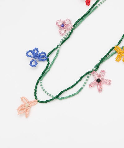 Beaded Flower Necklace Necklaces by AMINA - Ametsuchi