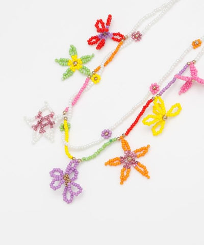 Beaded Flower Necklace Necklaces by AMINA - Ametsuchi