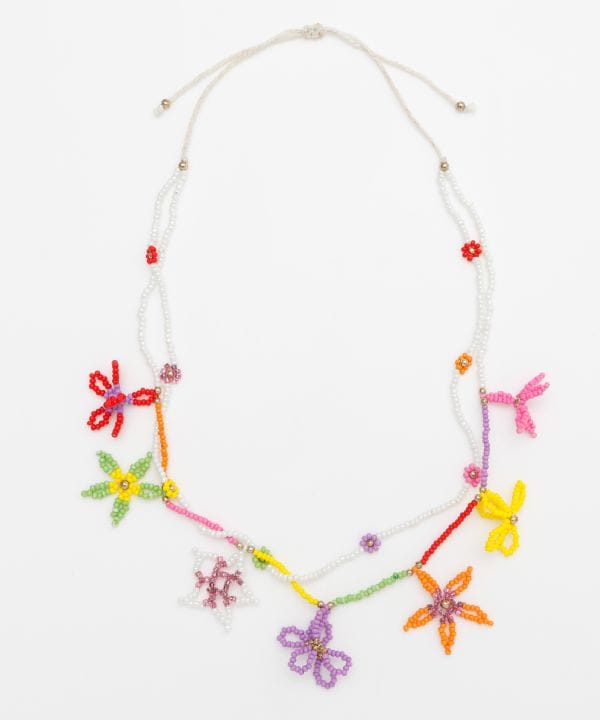 Beaded Flower Necklace Necklaces by AMINA - Ametsuchi