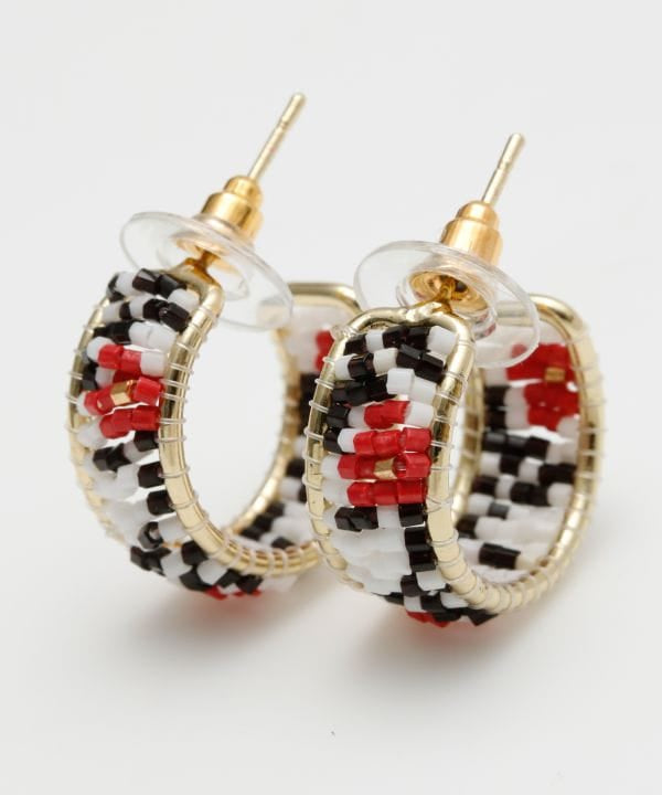 Beaded Hoop Earrings Earrings by AMINA - Ametsuchi