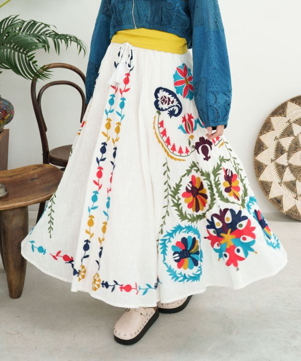 embroidered skirts and dresses Helena Long Embroidered Skirt Last Call