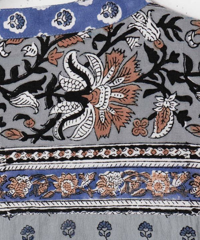 Men's Bohemian Block Print Cotton Shirt Tops by AMINA - Ametsuchi