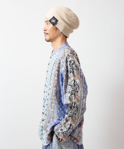 Men's Bohemian Block Print Cotton Shirt Tops by AMINA - Ametsuchi