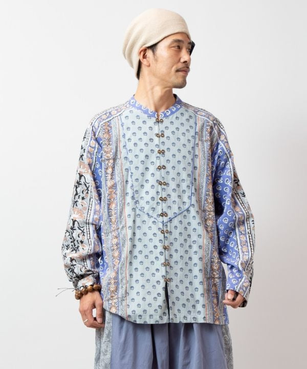 Men's Bohemian Block Print Cotton Shirt