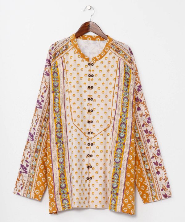 Men's Bohemian Block Print Cotton Shirt