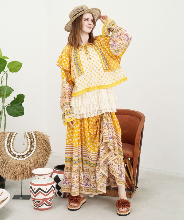 Bohemian Block Print Blouse