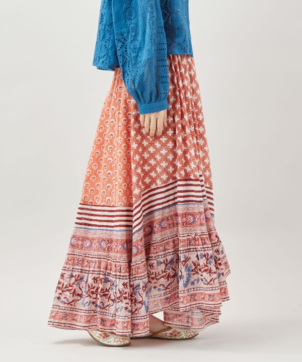 Bohemian Block Print Long Skirt