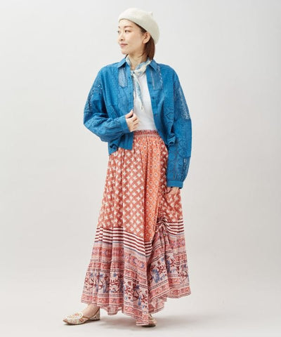 Bohemian Block Print Long Skirt