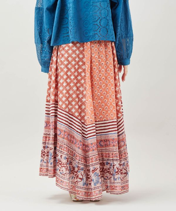 Bohemian Block Print Long Skirt