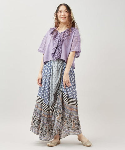 Bohemian Block Print Long Skirt