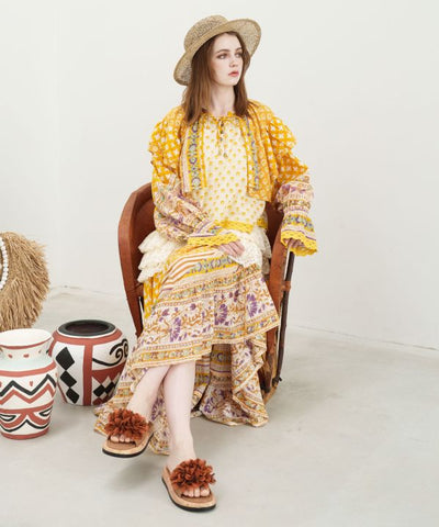 Bohemian Block Print Long Skirt