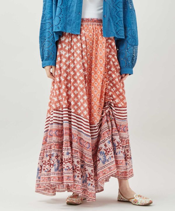 Bohemian Block Print Long Skirt