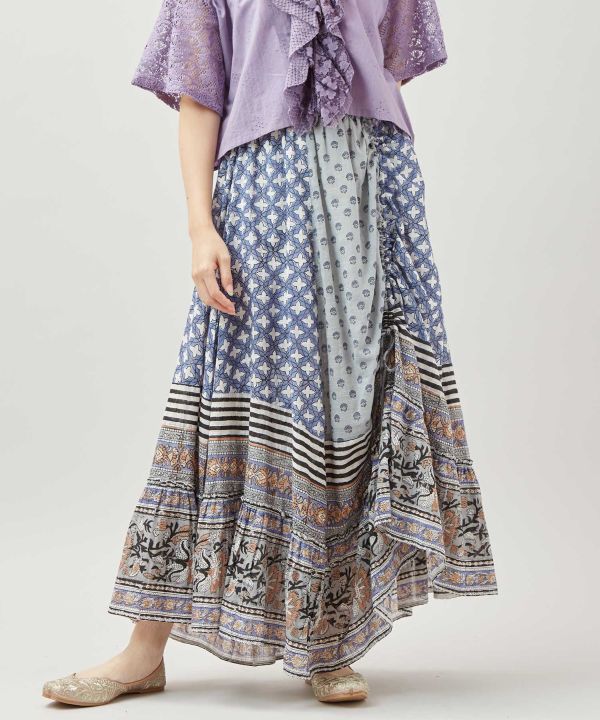 Bohemian Block Print Long Skirt