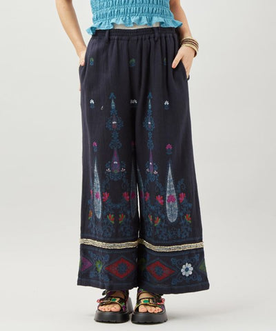 Embroidered Straight Pants Pants & Shorts by AMINA - Ametsuchi