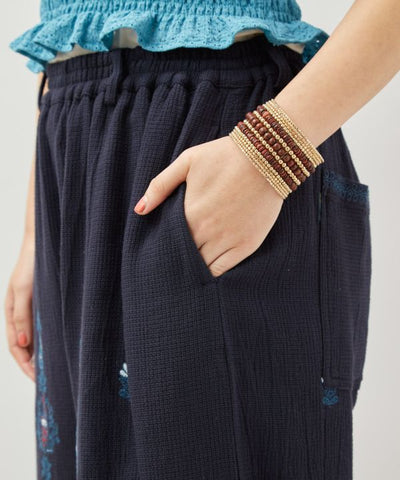 Embroidered Straight Pants Pants & Shorts by AMINA - Ametsuchi