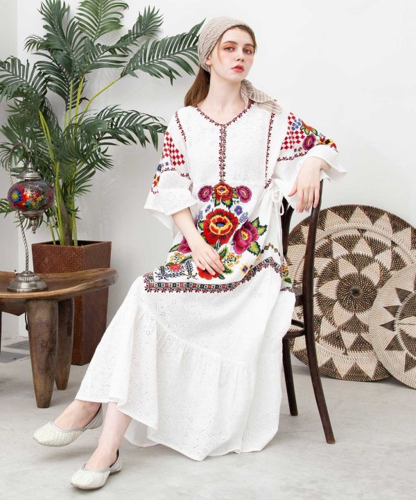 Roma Rose Embroidery Dress