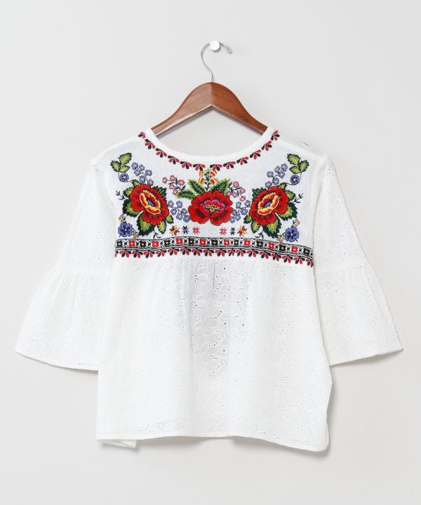Roma Embroidered Jacquard Top Tops by AMINA - Ametsuchi