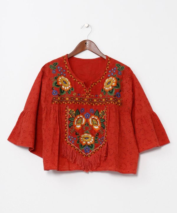 Roma Embroidered Jacquard Top Tops by AMINA - Ametsuchi