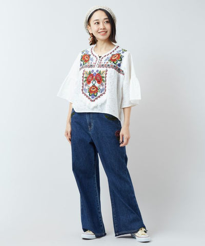 Roma Embroidered Jacquard Top Tops by AMINA - Ametsuchi
