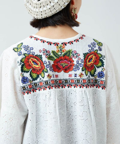 Roma Embroidered Jacquard Top Tops by AMINA - Ametsuchi