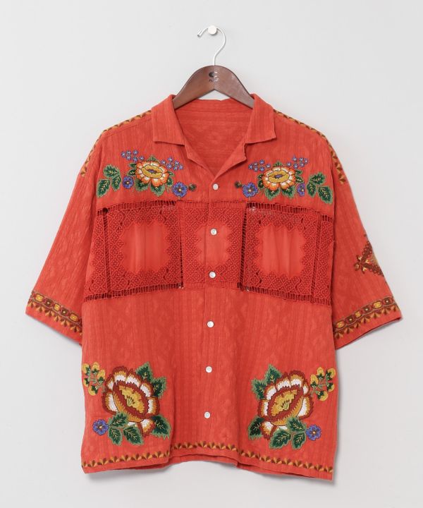 Roma Rose Embroidered Men Shirt by AMINA - Ametsuchi