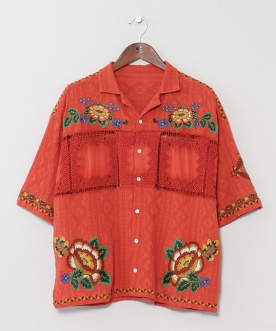 Roma Rose Embroidered Men Shirt by AMINA - Ametsuchi