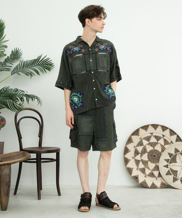 Roma Rose Embroidered Men Shirt by AMINA - Ametsuchi