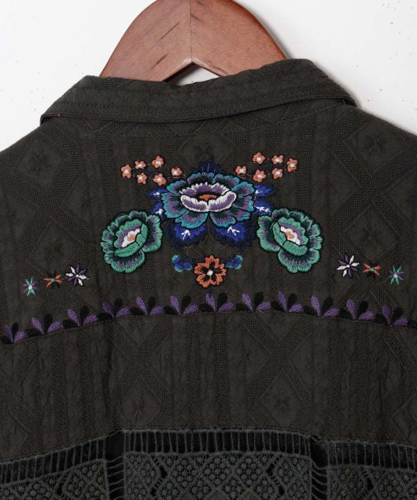 Roma Rose Embroidered Men Shirt by AMINA - Ametsuchi