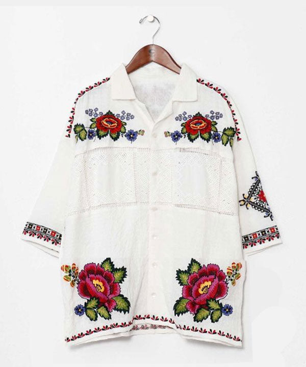 Roma Rose Embroidered Men Shirt by AMINA - Ametsuchi