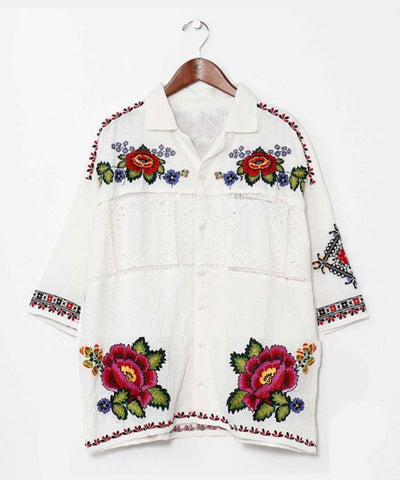 Roma Rose Embroidered Men Shirt by AMINA - Ametsuchi