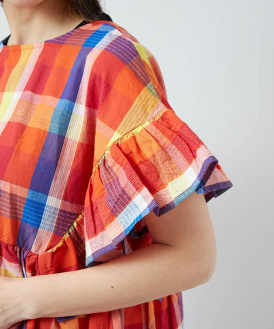 Madras Check Sari Top by AMINA - Ametsuchi