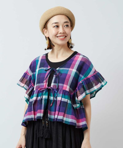 Madras Check Sari Top by AMINA - Ametsuchi