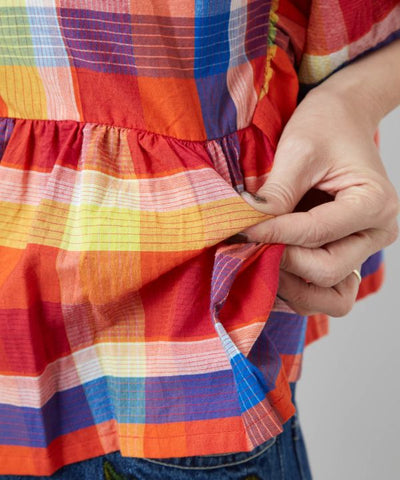 Madras Check Sari Top by AMINA - Ametsuchi